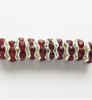 Rondelle Spacer 6mm Silver/Dark Red